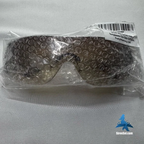 1192 NWT PrettyLittleThing Curved Visor Sunglasses - Brown/Black - Picture 2 of 9